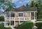 Vue avant - MODÈLE DE BASE - Plan de chalet économique, possibilité jusqu'à 3 chambres (sous-sol en rez-de-jardin), grande terrasse abritée - Terrasson