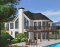 Vue arrière - MODÈLE DE BASE - Plan de chalet, suite des maîtres avec balcon, séjour ouvert sur la cuisine, foyer, sous-sol non-fini - Rockspring
