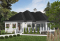 Vue avant - MODÈLE DE BASE - Plan de chalet une chambre, plafond 9', grande terrasse et abri moustiquaire, sous-sol à aménager, foyer - Pandora
