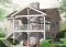Vue arrière - MODÈLE DE BASE - Plan style chalet au bord de l'eau, 1 à 3+ chambres, foyer(s), 2 salles de séjour, balcon couvert - Leslie
