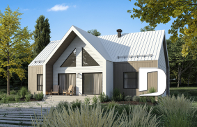 Vue arrière - MODÈLE DE BASE - Modèle style chalet Scandinave Moderne avec option de finition du sous-sol pour total de 4-5 chambres - Nordic Haven