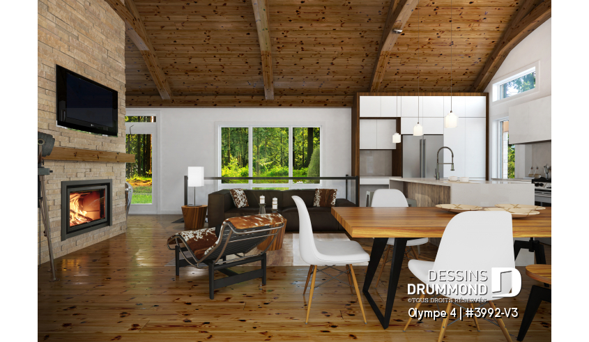 Vue intérieure du plan de maison unifamiliale 3992-V3 Vue intérieure - Olympe 4