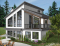 Vue arrière - MODÈLE DE BASE - Modèle genre chalet de ski, terrasse abritée, 3 chambres, 2 s. bain, aire ouverte, rangement pour ski - Malbaie