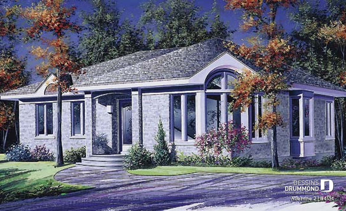 Vue avant - MODÈLE DE BASE - Bungalow abordable de 3 chambres, grande salle de séjour et vestibule - Adelmine 2