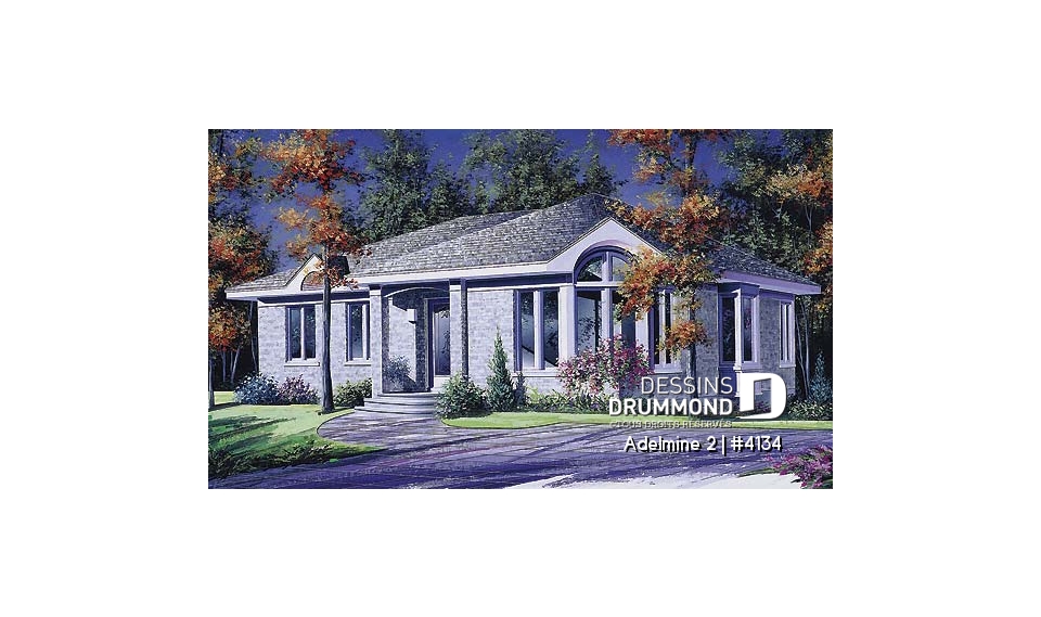 Vue avant - MODÈLE DE BASE - Bungalow abordable de 3 chambres, grande salle de séjour et vestibule - Adelmine 2
