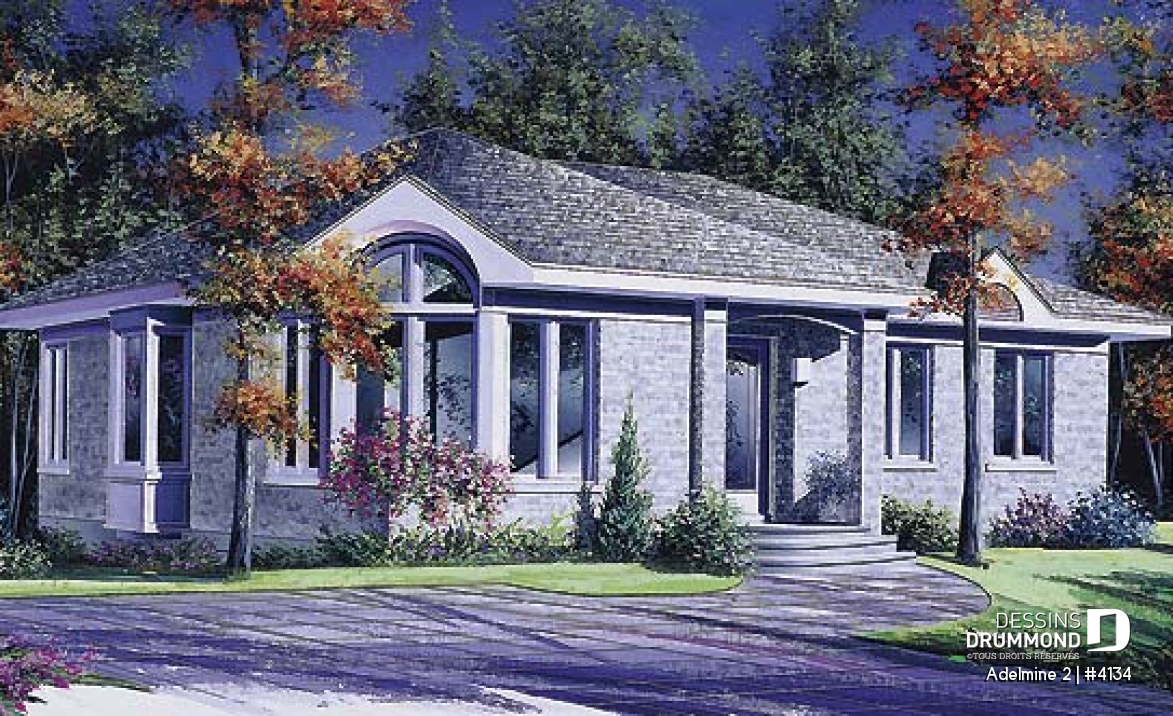 Vue avant - MODÈLE DE BASE - Bungalow abordable de 3 chambres, grande salle de séjour et vestibule - Adelmine 2
