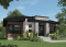 Vue avant - MODÈLE DE BASE - Modèle de maison plain-pied avec foyer central, grande îlot à la cuisine et 2 chambres. - Bernard