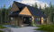Vue avant - MODÈLE DE BASE - Plan de maison 2 chambres, plafond cathédral, grande terrasse abritée, Scandinave, sous-sol non fini - Bergen 2