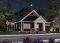 Vue avant - MODÈLE DE BASE - Plan de maison avec superbe terrasse abritée, foyer double face, 3 chambres avec sous-sol aménagé optionnel - Auburn