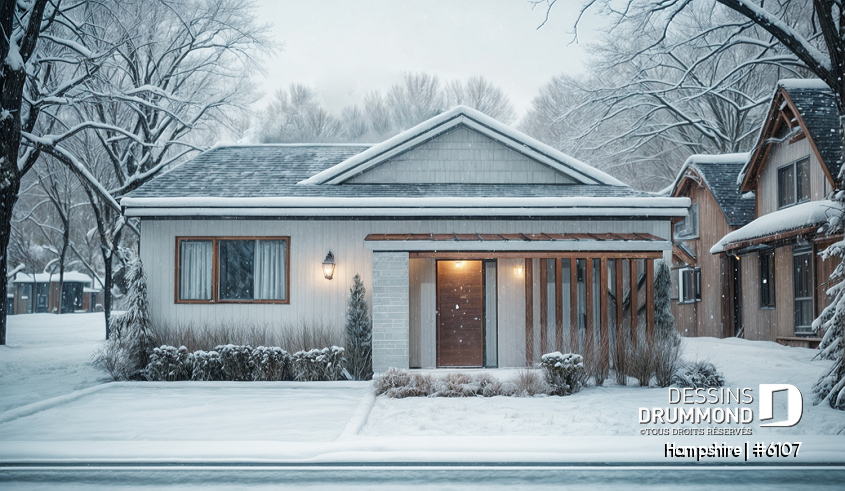 Alternative - Modèle de maison d'inspiration mid-century moderne avec 3 chambres et fondation sur dalle de béton - Hampshire
