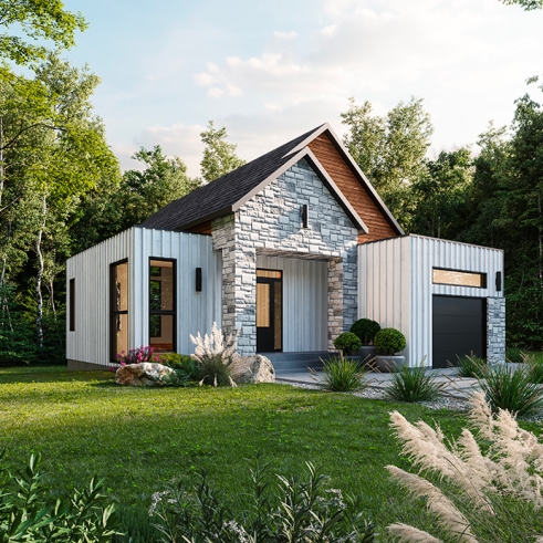 Vue avant - MODÈLE DE BASE - Plan de plancher maximisé, 3 chambres au sous-sol et espace familial au rez-de-chaussée - Bolton