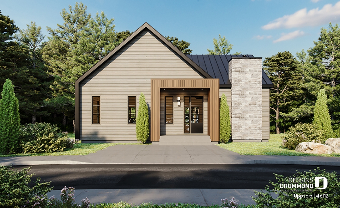 Vue avant - MODÈLE DE BASE - Maison d'inspiration scandinave de 2 à 4 chambres, vestiaire, garde-manger, sous-sol aménagé (optionnel $) - Uppsala