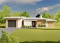 Vue avant - MODÈLE DE BASE - Plan de maison contemporaine et éco-responsable proposant 3 chambres, une serre et un garage - PUR 4