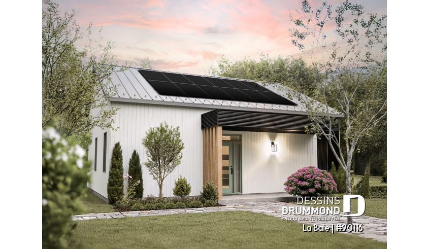 Version couleur no. 1 - Vue avant du plan de maison unifamiliale 90116 Version couleur no. 1 - Vue avant - La Baie