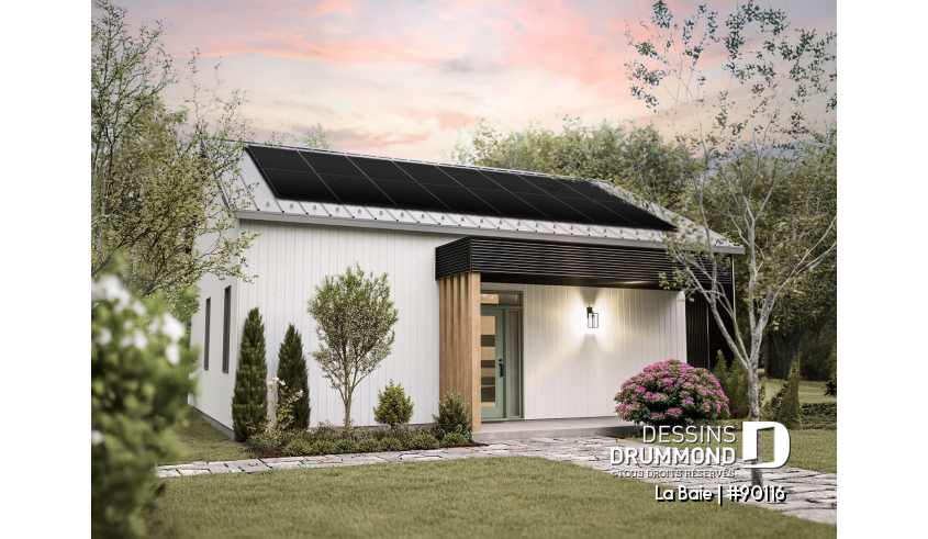 Version couleur no. 2 - Vue avant du plan de maison unifamiliale 90116 Version couleur no. 2 - Vue avant - La Baie