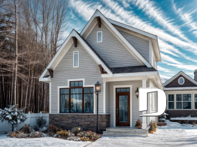 Vue avant - MODÈLE DE BASE - Plan de mini maison à étage, 2 ou 3 chambres, plafond 9 pieds, espace familial à aire ouverte - Melia