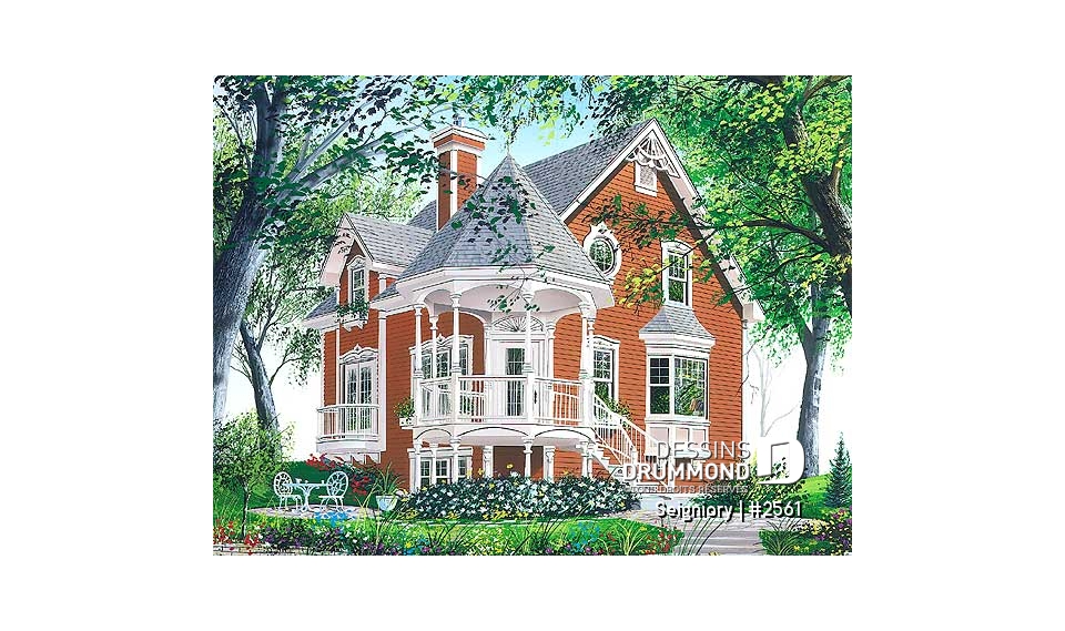 Vue arrière - MODÈLE DE BASE - Jolie maison champêtre avec 3 chambres dont suite des maîtres &amp; ch. invités, foyer mitoyen et balcon - Seigniory