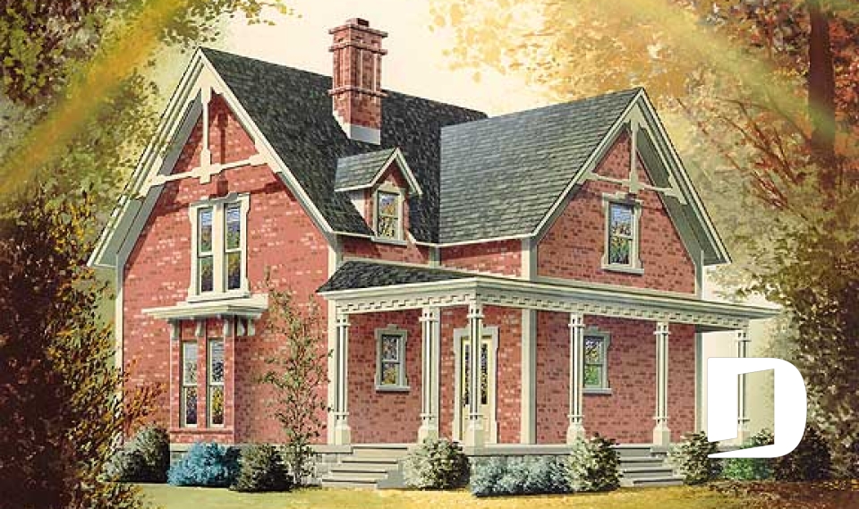 Vue avant - MODÈLE DE BASE - 3 chambres, 2 salles de bain, buanderie au rdc, cuisine, belle Victorienne - Ellinson