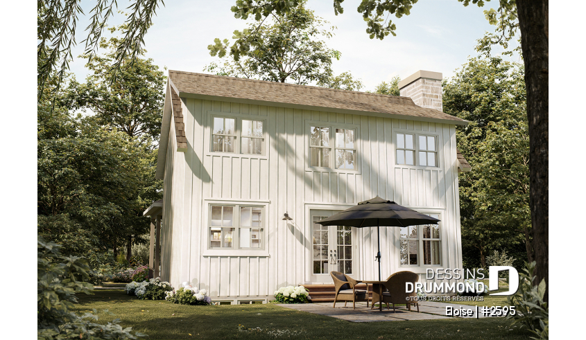 Élévation arrière du plan de maison unifamiliale 2595 Élévation arrière - Eloise