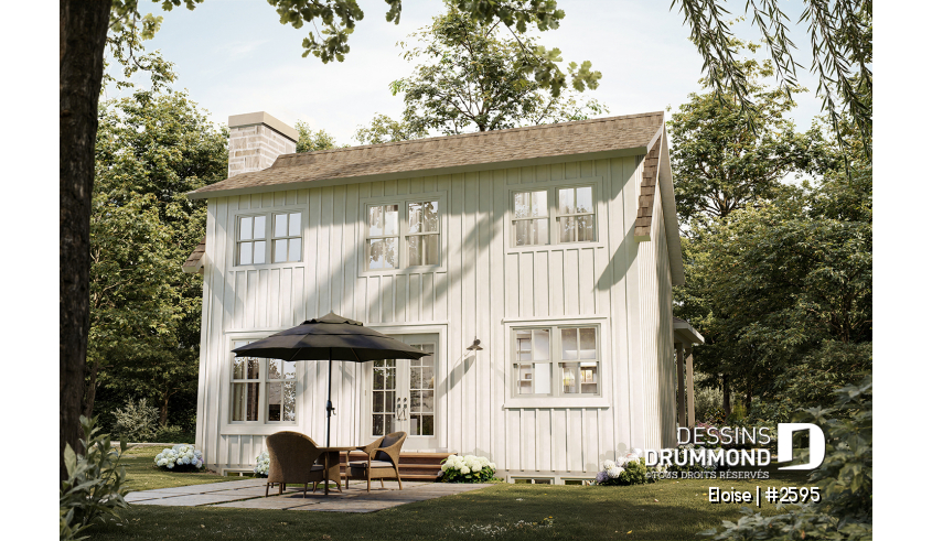 Élévation arrière du plan de maison unifamiliale 2595 Élévation arrière - Eloise