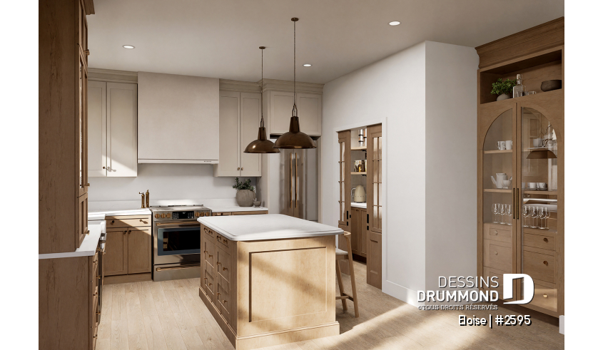 Photo Cuisine du plan de maison unifamiliale 2595 Photo Cuisine - Eloise