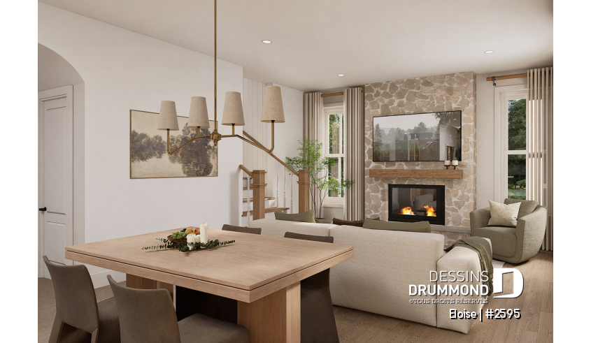 Photo Salle de séjour du plan de maison unifamiliale 2595 Photo Salle de séjour - Eloise
