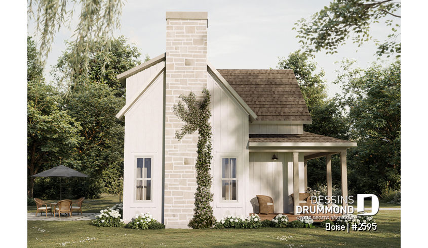 Vue avant - MODÈLE DE BASE du plan de maison unifamiliale 2595 Vue avant - MODÈLE DE BASE - Eloise