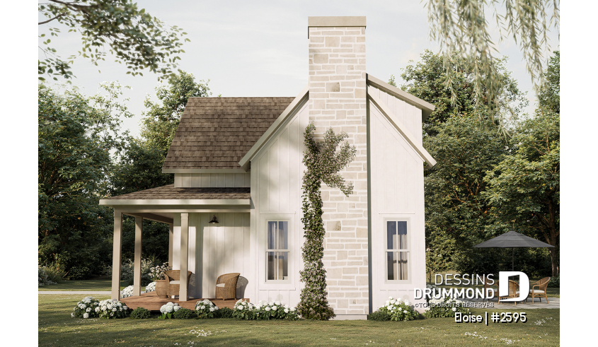 Vue avant - MODÈLE DE BASE du plan de maison unifamiliale 2595 Vue avant - MODÈLE DE BASE - Eloise