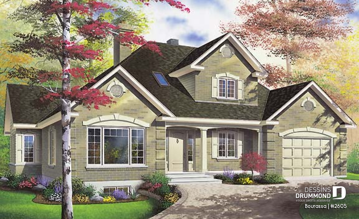 Vue avant - MODÈLE DE BASE - Superbe maison à étage  avec 3 chambres, bureau, cuisine avec îlot, garage, buanderie au r-d-c  - Bourassa
