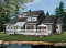 Version couleur no. 1 - Vue arrière - Plan de chalet 3 à 4 chambres, salon avec foyer, garage double, buanderie au r-d-c, 3 ou 4 chambres à l'étage - Merlot