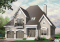 Vue avant - MODÈLE DE BASE - Plan de Maison 4 chambres, style moderne rustique, garage double, bureau, grande cuisine avec coin déjeuner - Château français
