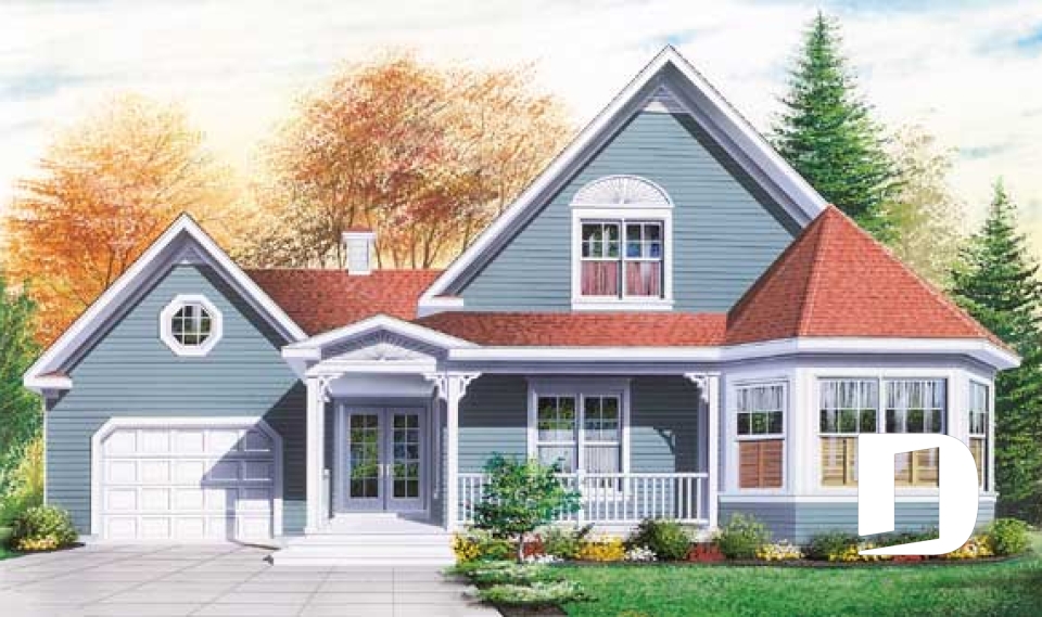 Vue avant - MODÈLE DE BASE - Maison inspiration victorienne, bureau à domicile à entrée privée, chambres avec walk-in, grand espace boni - Michener