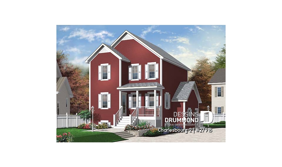 Vue avant - MODÈLE DE BASE - Plan de maison avec bachelor appartement au sous-sol, beaucoup de rangement, 3 chambres - Charlesbourg 2