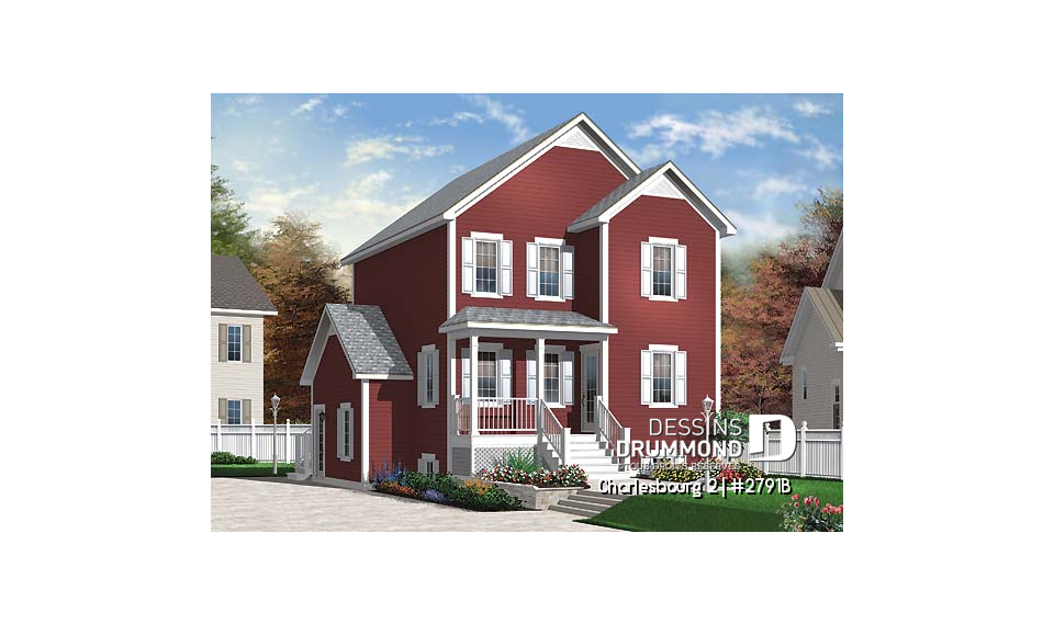 Vue avant - MODÈLE DE BASE - Plan de maison avec bachelor appartement au sous-sol, beaucoup de rangement, 3 chambres - Charlesbourg 2
