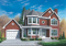 Vue avant - MODÈLE DE BASE - Plan maison style victorien, 3 chambres, 2 bureaux, coin déjeuner, foyer au séjour, vestiaire, garage - Jacob