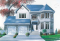 Vue avant - MODÈLE DE BASE - Plan de maison avec 2 salles familiales, 3 chambres, grand walk-in aux maîtres, garage double - Garrison