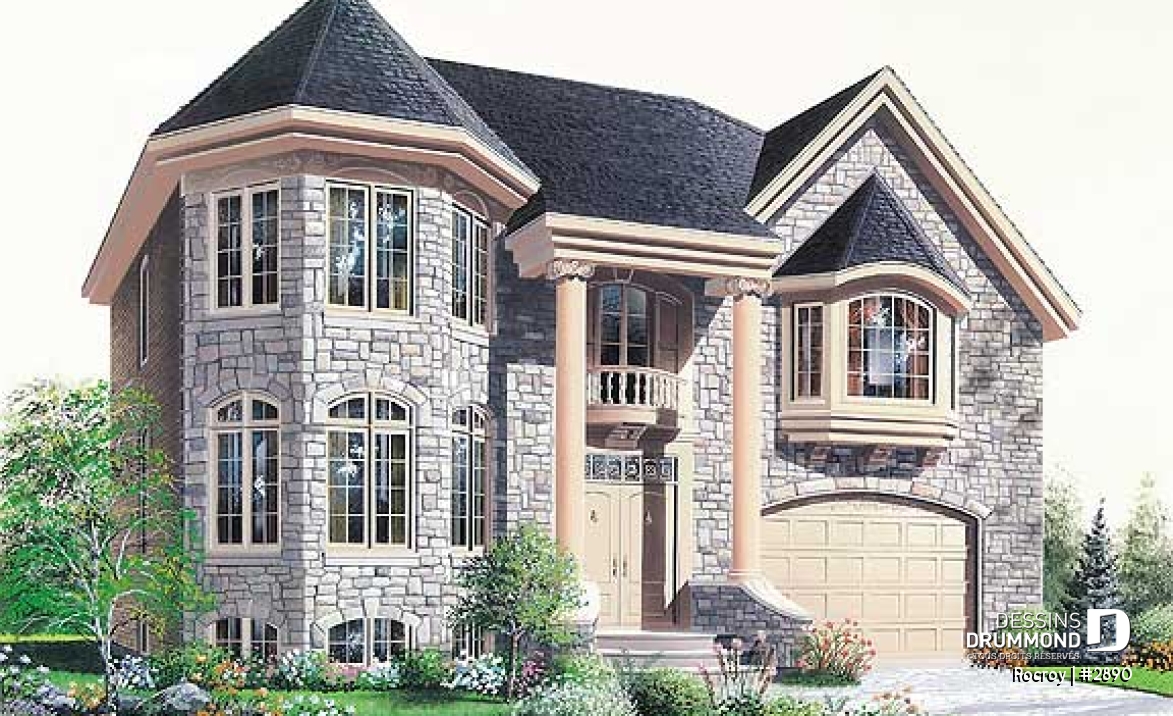 Vue avant - MODÈLE DE BASE - Maison de style château, 4 chambres incluant une grande suite des parents - Rocroy