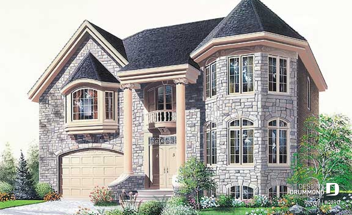 Vue avant - MODÈLE DE BASE - Maison de style château, 4 chambres incluant une grande suite des parents - Rocroy
