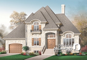 Vue avant - MODÈLE DE BASE - Maison avec salon spectaculaire, cuisine avec grand îlot, foyer, bureau, 3 à 4 chambres, grande suite parents - Roberval