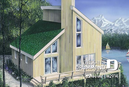 Vue avant - MODÈLE DE BASE - Petit chalet abordable de style scandinave avec grande terrace et 3 chambres - Lakeview