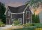 Version couleur no. 1 - Vue avant - Plan de chalet, chambre des parents avec walk-in et balcon, gros foyer central, ouvert, abri moustiquaire - Francavilla