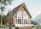 Vue avant - MODÈLE DE BASE - Plan de chalet abordable 2 chambres + loft, mezzanine, vestiaire, plafond cathédral, belle lumière - Whiskey Jack 2