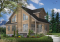 Vue avant - MODÈLE DE BASE - Plan de maison / chalet rustique, grand vestiaire, grand salon, 2 chambres, 2 s.bain, mezzanine - Stonemason
