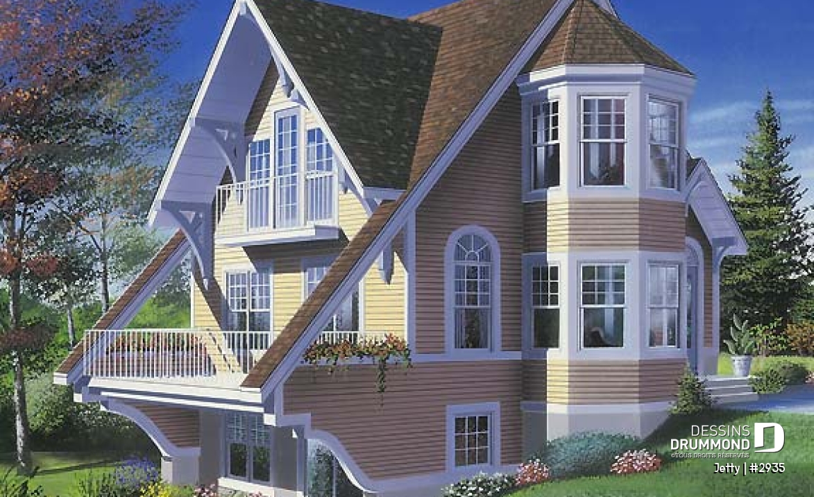Vue avant - MODÈLE DE BASE - Cottage original avec espace ouvert, coin pour spa intérieur, 1 à 2 chambres - Jetty