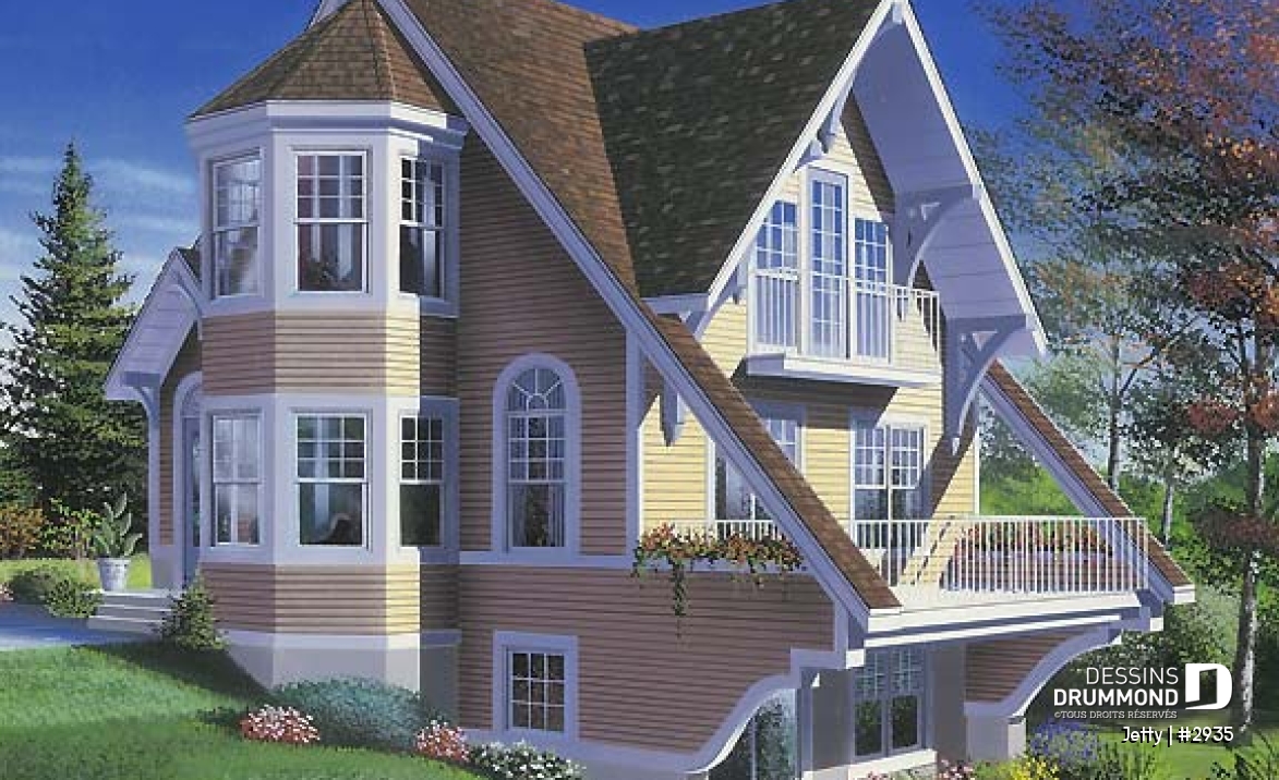 Vue avant - MODÈLE DE BASE - Cottage original avec espace ouvert, coin pour spa intérieur, 1 à 2 chambres - Jetty