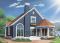 Vue arrière - MODÈLE DE BASE - Plan de maison ou chalet, 3 chambres dont une au rez-de-chaussée, 2 s. bain, mezzanine, foyer, espace ouvert - Rosemont