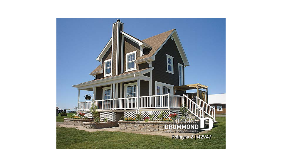 Vue arrière - MODÈLE DE BASE - Cottage de 3 chambres avec balcon privé à la suite des maîtres, et grande gallerie sur 3 faces au rdc. - Palmyre 2