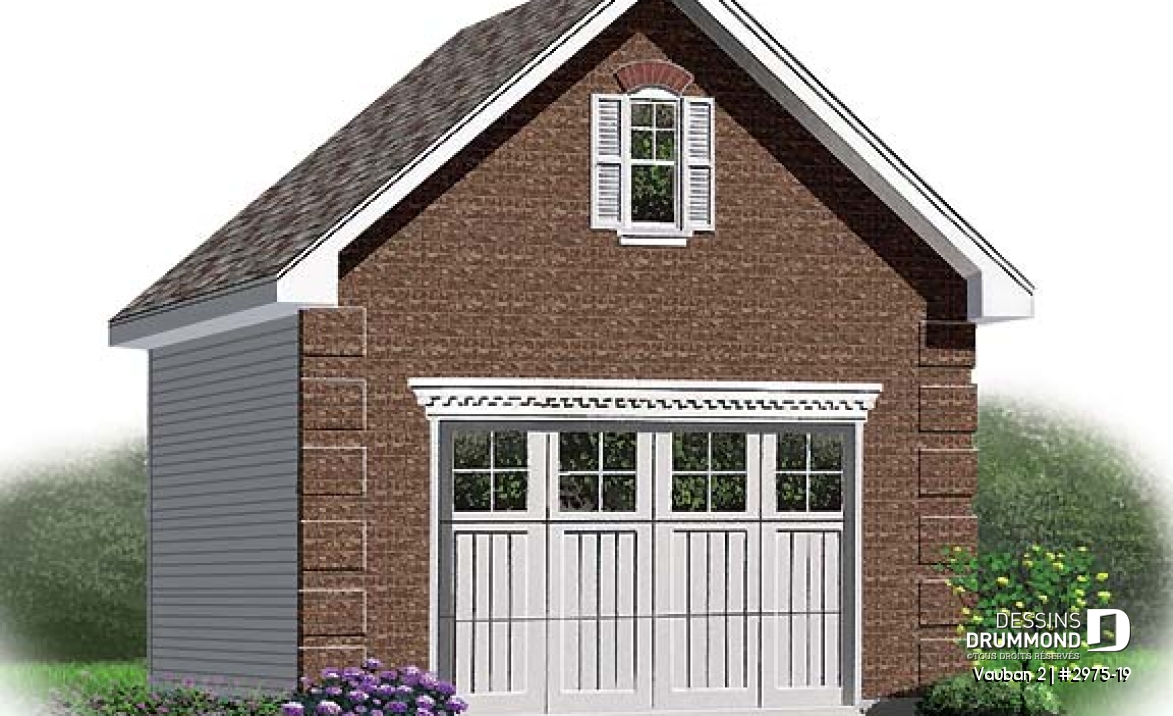 Vue avant - MODÈLE DE BASE - Garage simple avec 24 pi. de profondeur de style Européen - Vauban 2