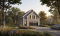 Vue avant - MODÈLE DE BASE - Plan de garage double style champêtre à étages - Hinata