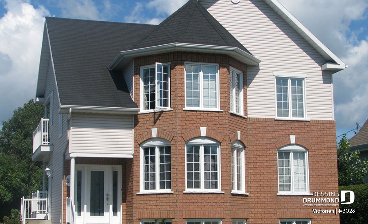 Vue avant - MODÈLE DE BASE - Plan de duplex, 2 chambres par unité, belle fenestration, balcon arrière, grande cuisine avec porte patio - Victorien